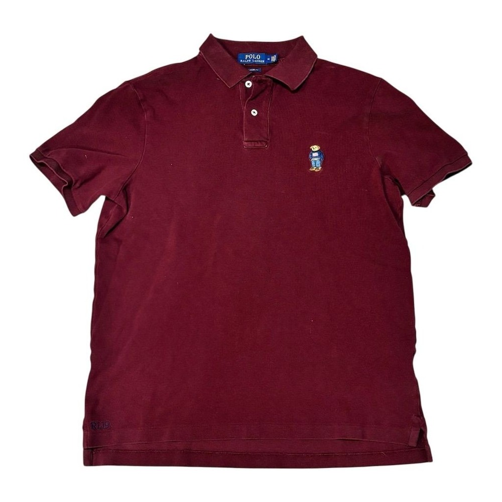 Polo Ralph Lauren Men's M Red Polo Bear Classic Fit Mesh‎ Polo Shirt